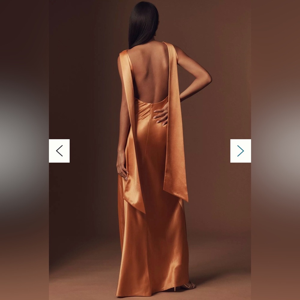 SAU LEE Priscilla Satin High-Neck Column Maxi Dress - Picture 2 of 7